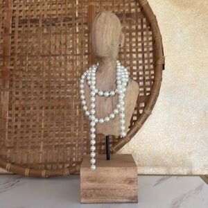 Wooden Bust Sculpture on Stand